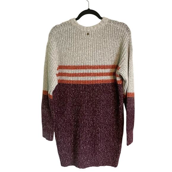 NWT Roxy Milky Cloud Striped Colorblock Knit Sweater Dress Red Gray Size Small - Picture 6 of 7